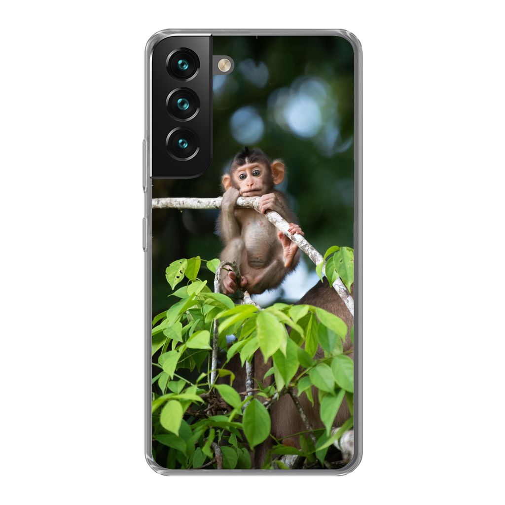 MuchoWow Handyhülle Schutzhülle Hülle für Samsung Galaxy S22 Plus Baby - Affe - Äste Silikon Softcase Handy Hülle - Schutzabdeckung