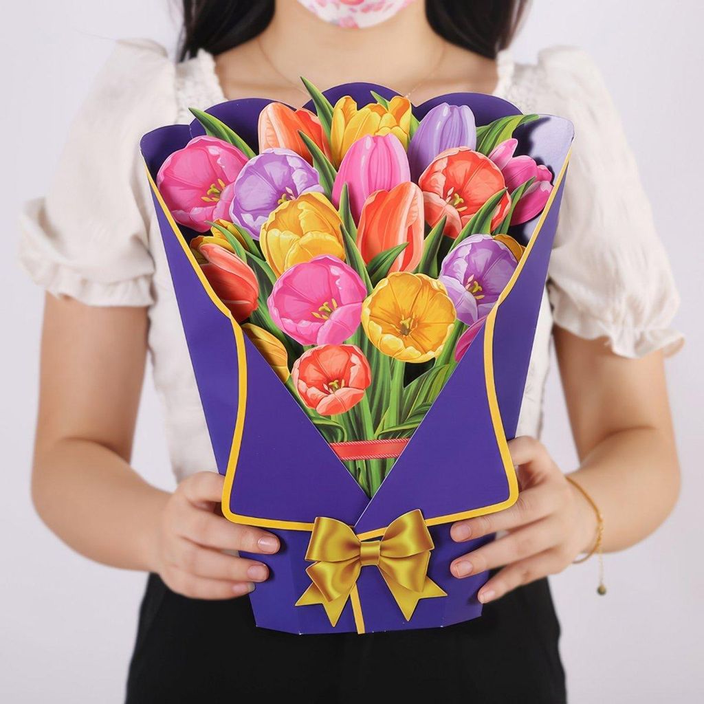 3D-Popup-Blumengrußkarte - Tulpenstrauß