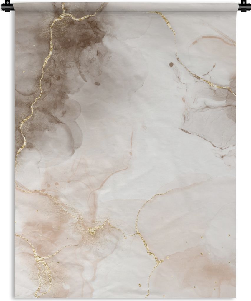 MuchoWow Wandteppich Wandbehang Marmor - Braun - Weiß 150x200 cm Tapisserie Dekoration Wandtuch - Wandaufhängung - Moderner