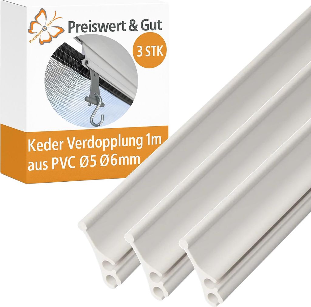 3x Kederschiene Kunststoff 1m pro Stück für Sehnenstärke Ø5 Produktbild 