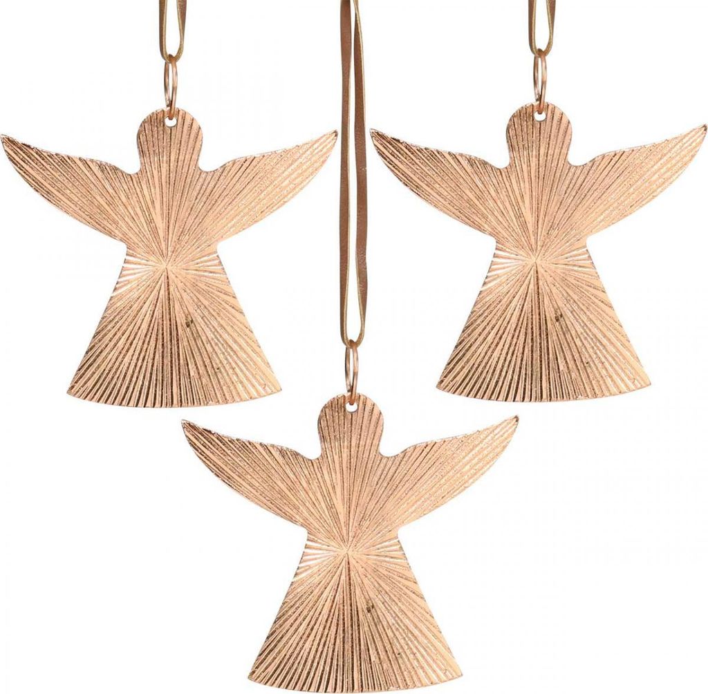 Engel Anhänger Adventsschmuck Metall Kupfer Deko Weihnachtsdeko Christbaumschmuck 9×10cm 3er Set, 3 Stück