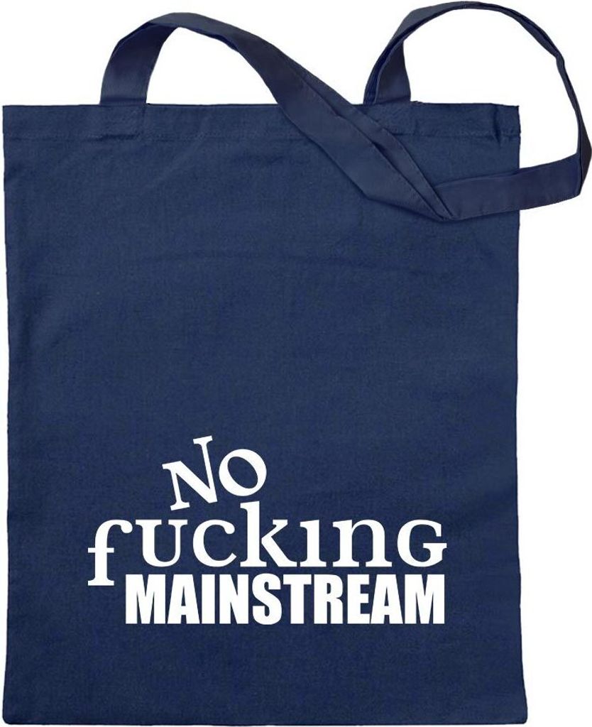 Kiwistar - Baumwolltasche - dunkelblau - No Fucking Mainstream - Tragetasche Stoffbeutel Umhängetasche Langer Henkel