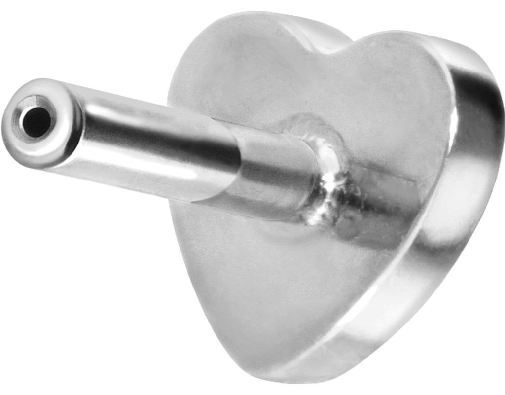 Ohrpiercing, Nasenpiercing Titan Labret mit Push Fit ohne Kugel HERZ Silber Stablänge: 5mm | Stabstärke: 1mm