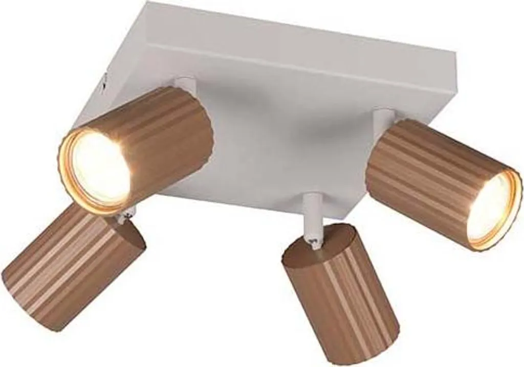 Luminaire plafonnier métal brun 4 spots orientables GU10 compact 20cm
