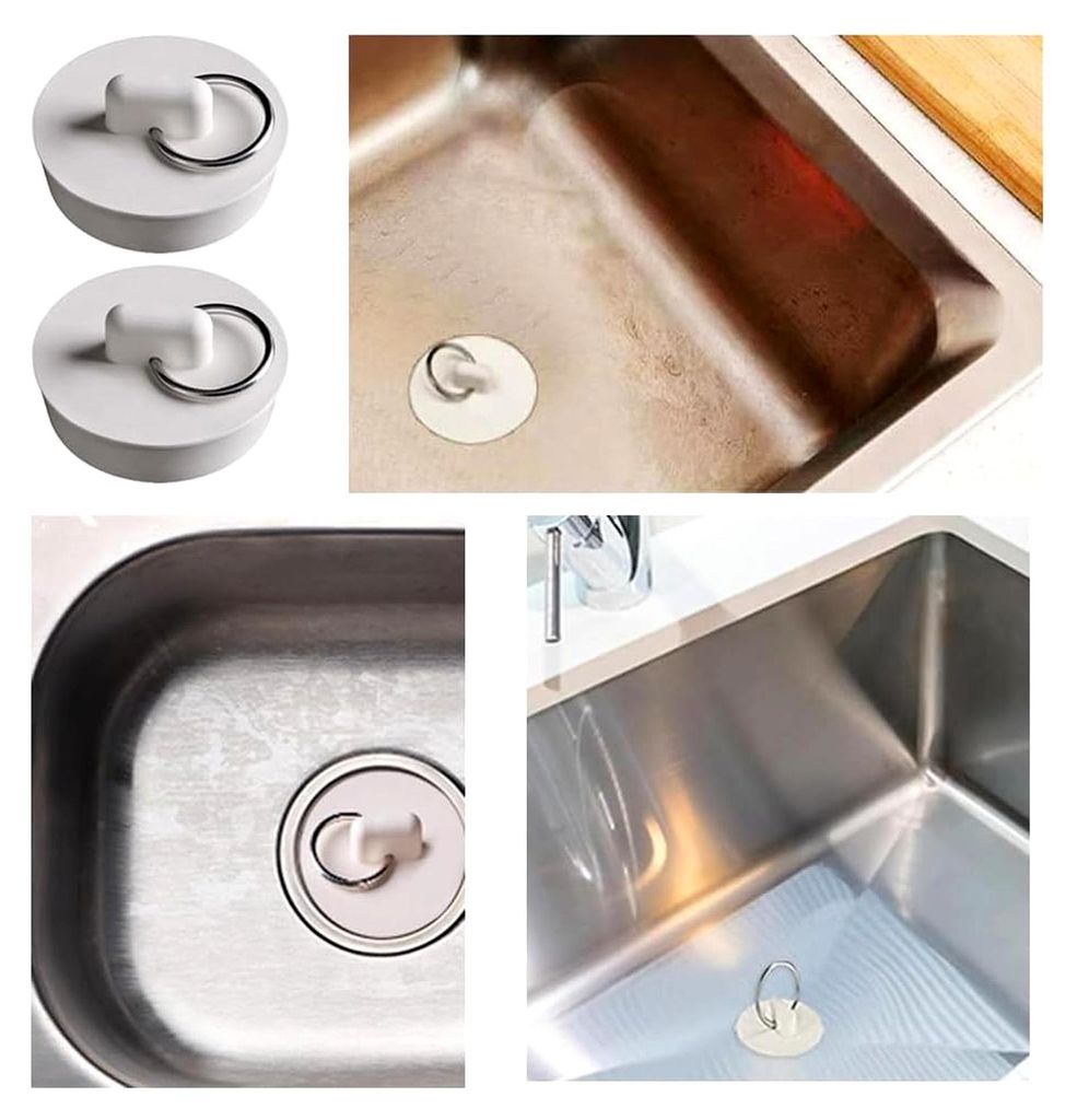 4 Stück Gummi-Abflussstopfen für Badewanne und Küchenspüle, mit Aufhängering, Universal-Ablaufstopfen, 30–33 mm
