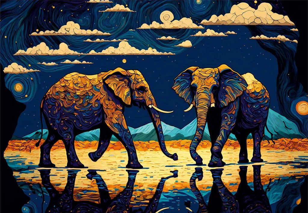 Puzzle 1000 pièces Éléphants colorés haute définition - Marque Roovi