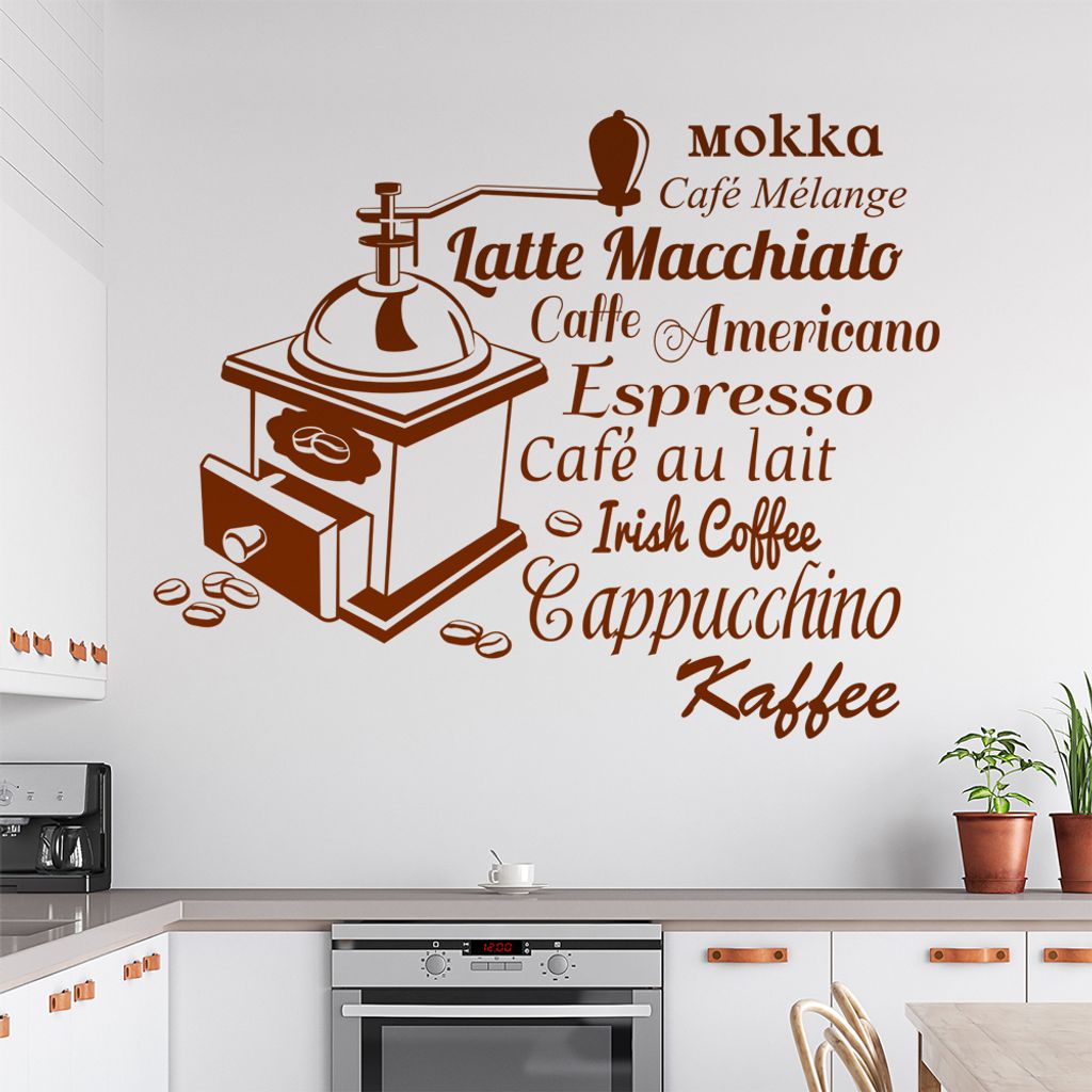 Wandtattoo Kaffee Nr. 3 Wandtattoo in 6 Größen - Wandaufkleber Wall Sticker - Dekoration, Küche, Wohnzimmer, Schlafzimmer, Badezimmer