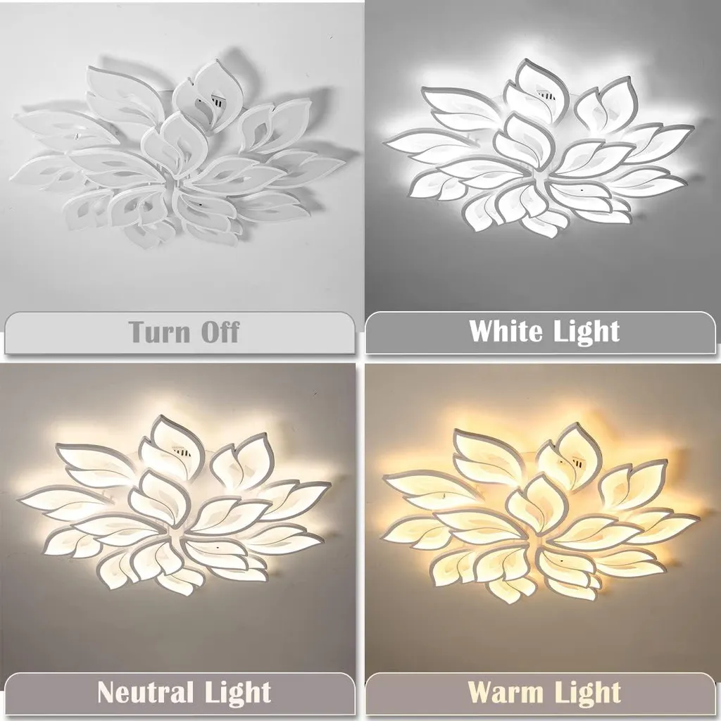 Grand Lustre Plafonnier LED Design 15 Pétales 100W Intensité Variable - 5