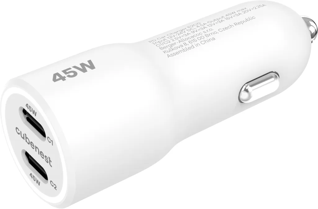 Cubenest E2C0 PD 45W Bianco: L'Essenza della Ricarica in Auto - 1