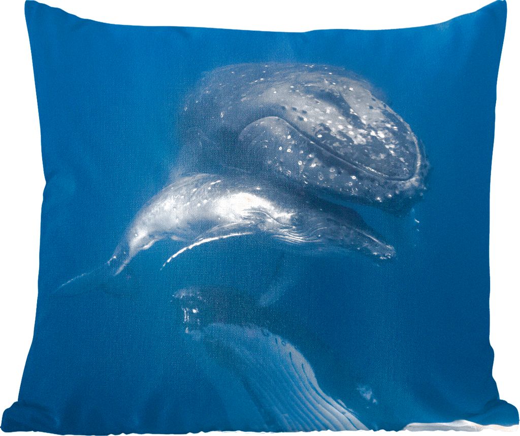MuchoWow Zierkissen Sofakissen Wohnzimmer Dekokissen 45x45 cm Wale - Meer - Familie - Schlafpolster - Polster für das Sofa