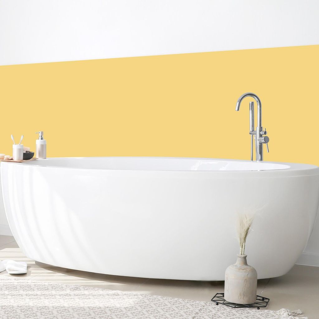 Wandverkleidung Bad mit Motiv selbstklebend - 0.35 mm Wandpaneel matt wasserfest Design gelb Unifarben Badrückwand fugenlos 400x100 cm