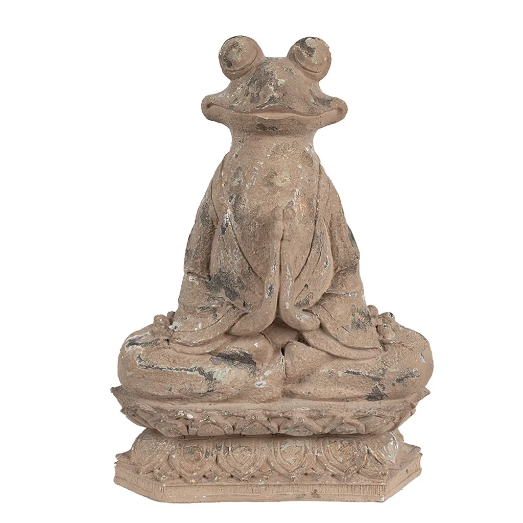 Figura Rana Decorativa Clayre & Eef 37cm Marrone | Statua Giardino Shabby