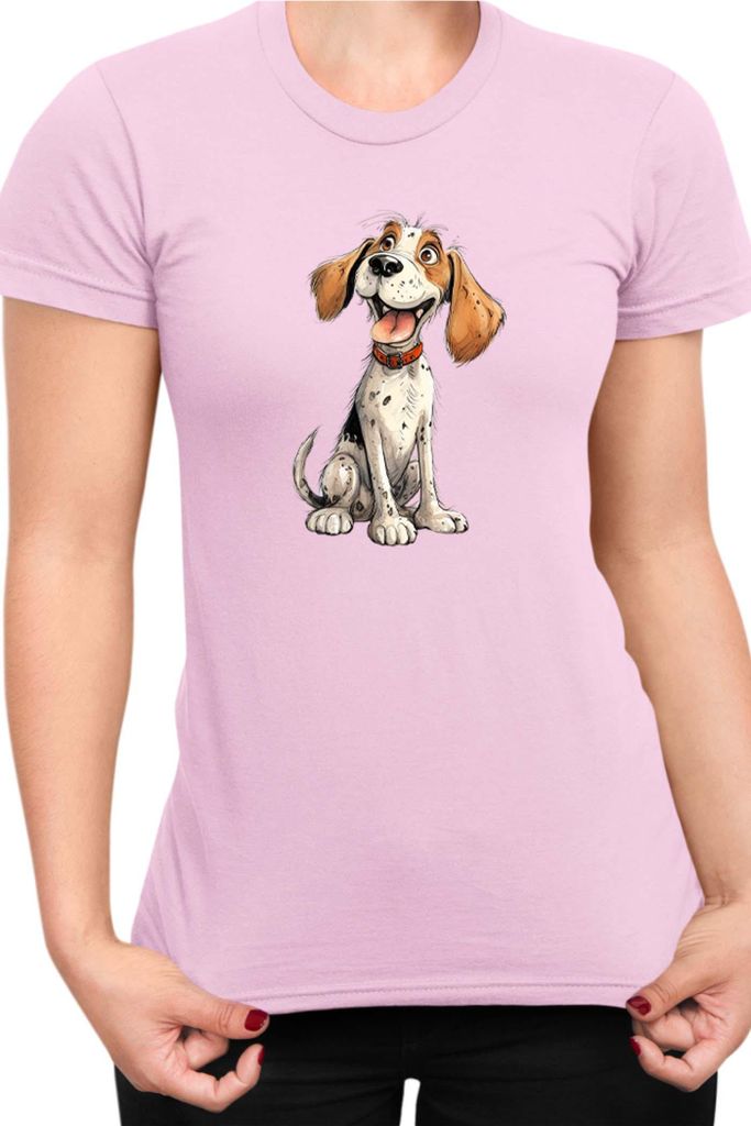 Damen T-Shirt Funny Dogs Breeds Beagle Dog Breed 010, Lady M / Hellrosa