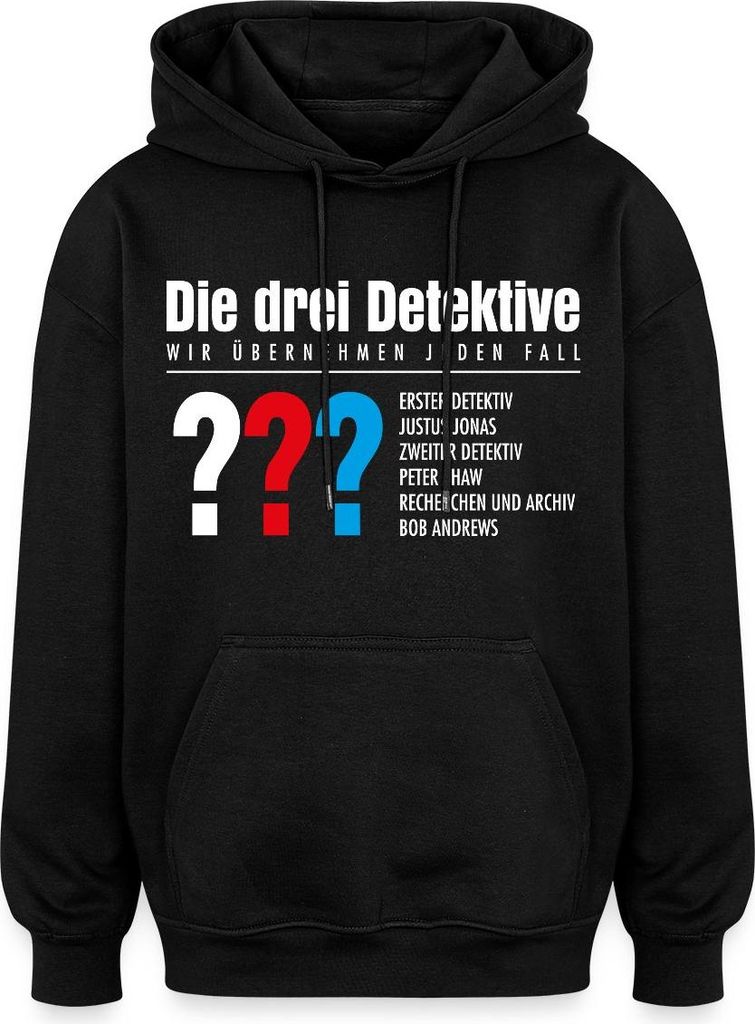Spreadshirt Die Drei Fragezeichen Detektive Visitenkarte Uni Oversize Hoodie, XS, Schwarz