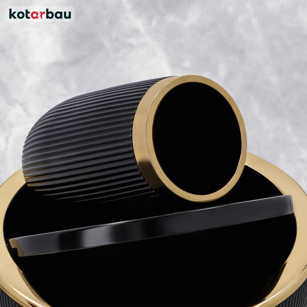 KOTARBAU Set d'accessoires de salle de bain 5 pièces noir et or chic