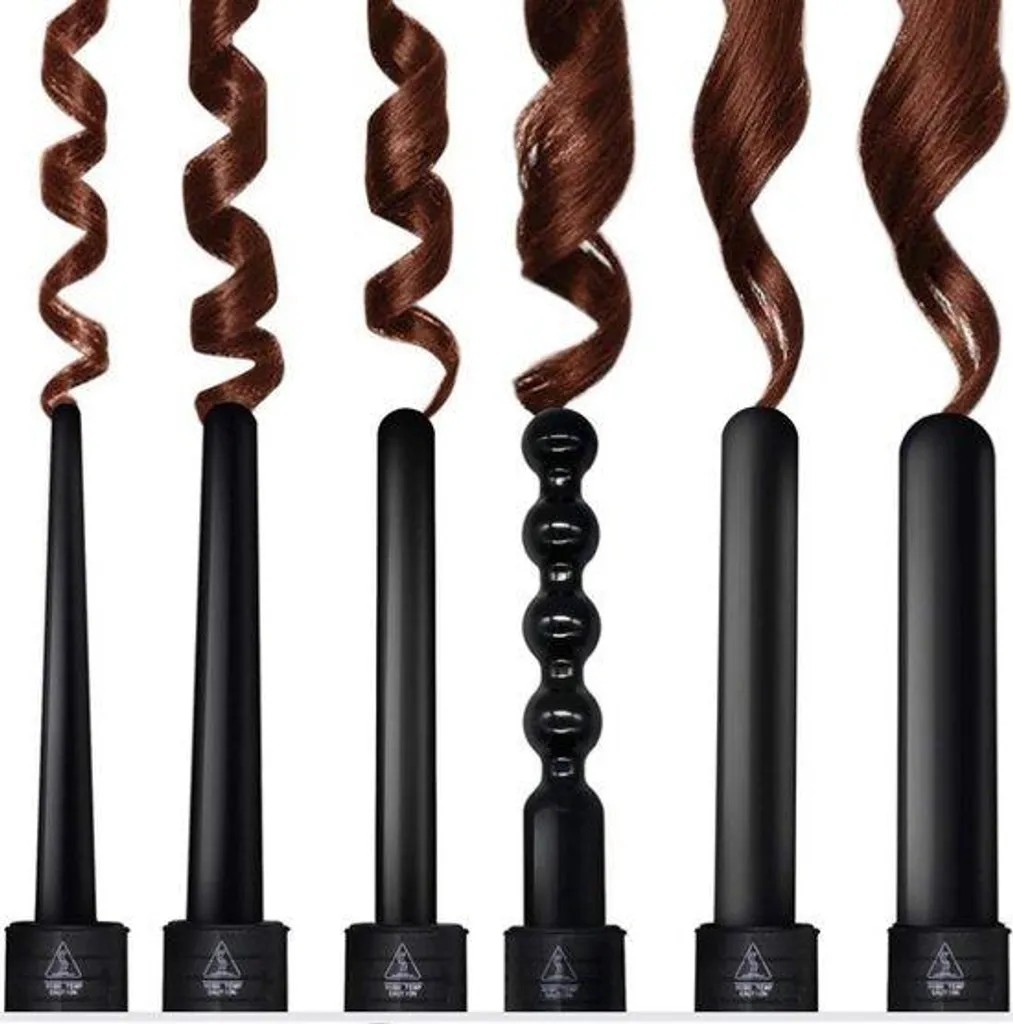 Fer à friser en céramique 6 en 1 noir pour des boucles professionnelles