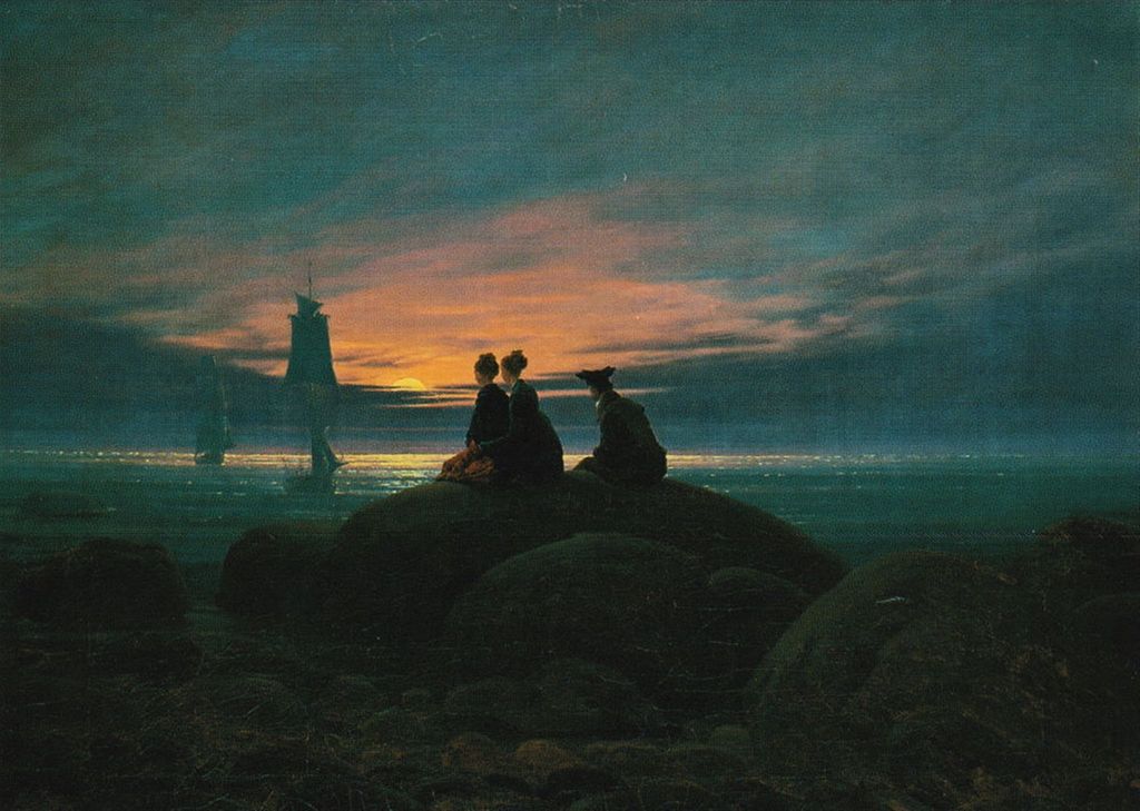 Kunstkarte Caspar David Friedrich "Mondaufgang am Meer"