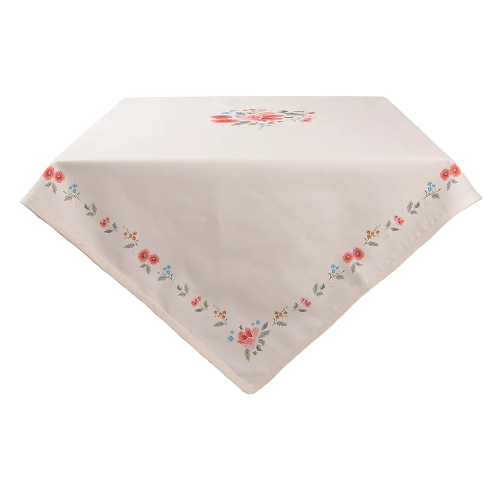 Tovaglia Shabby Rose Clayre & Eef 150x250 Beige Cotone Cucina
