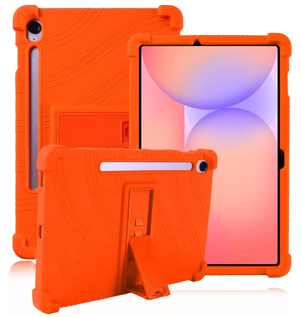 Tablet Hülle für Samsung Galaxy Tab S10 Lite 10,9", Stoßfeste Weiches Silikon Schutzhülle mit Standfunktion Orange