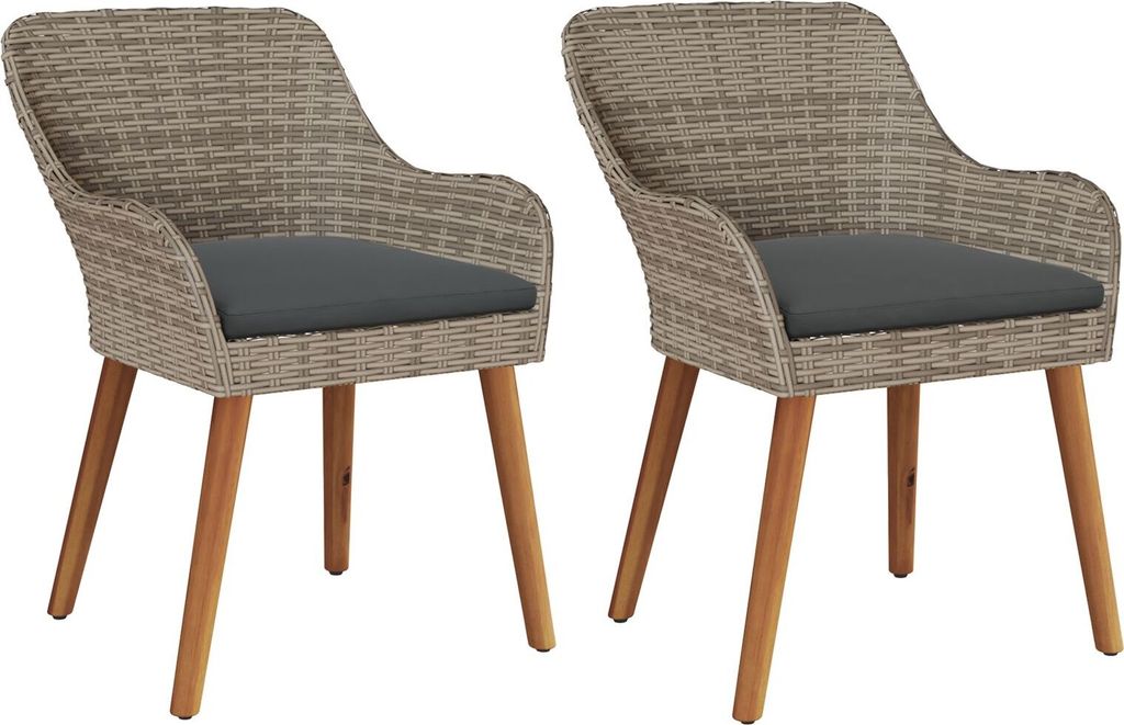 Möbel Gartenstühle mit Kissen 2 Stück Schwarz Poly Rattan - Klappstuhl 42006213