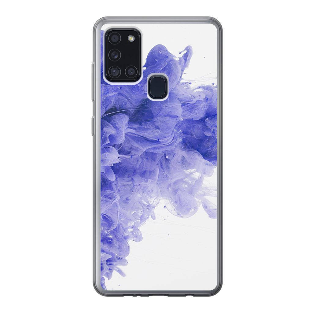 MuchoWow Handyhülle Schutzhülle Hülle für Samsung Galaxy A21s Tinte - Lila - Abstrakt Silikon Softcase Handy Hülle - Hartschale
