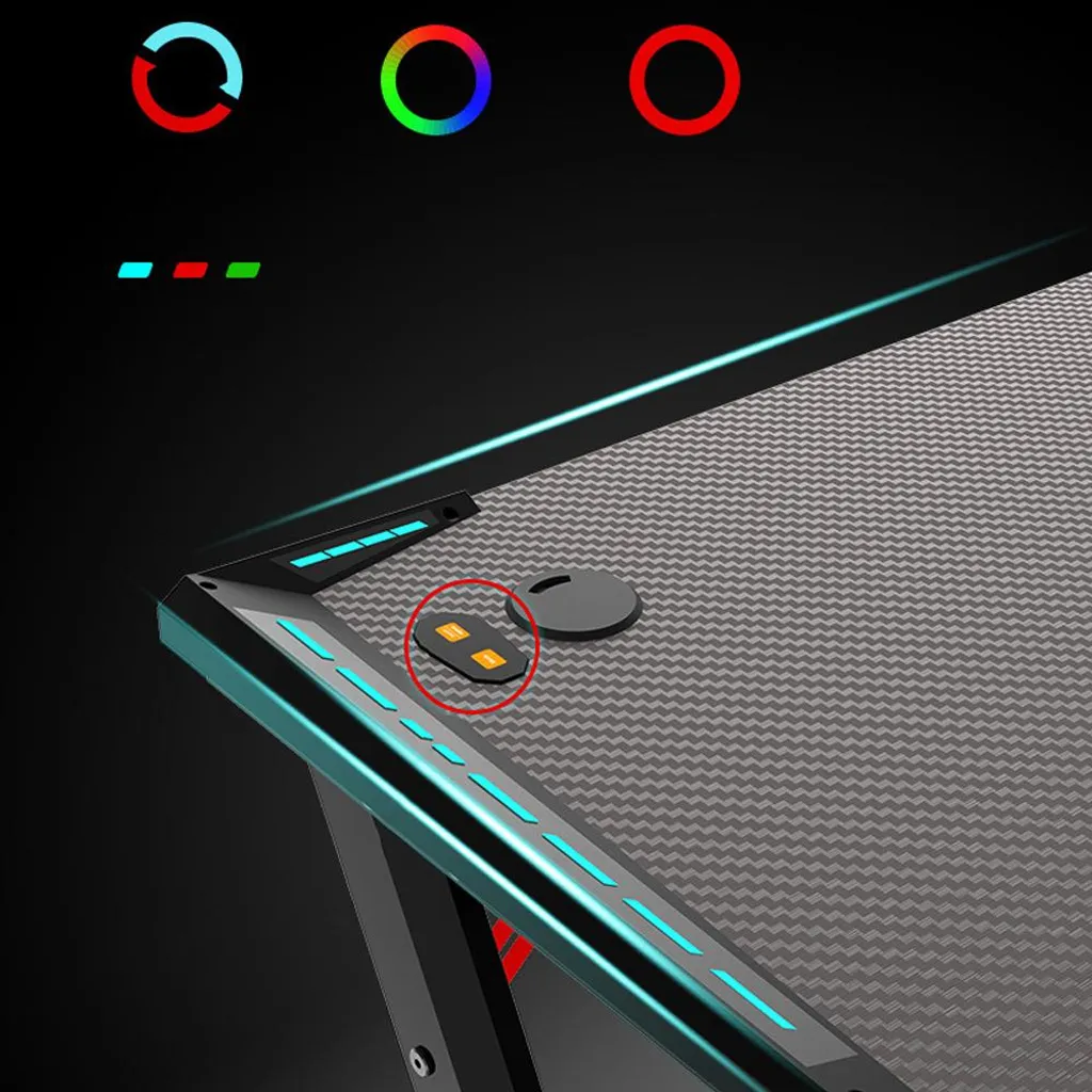 Bureau Gaming RGB 120cm Table PC Noire avec Gestion de Câbles Intégrée - 5