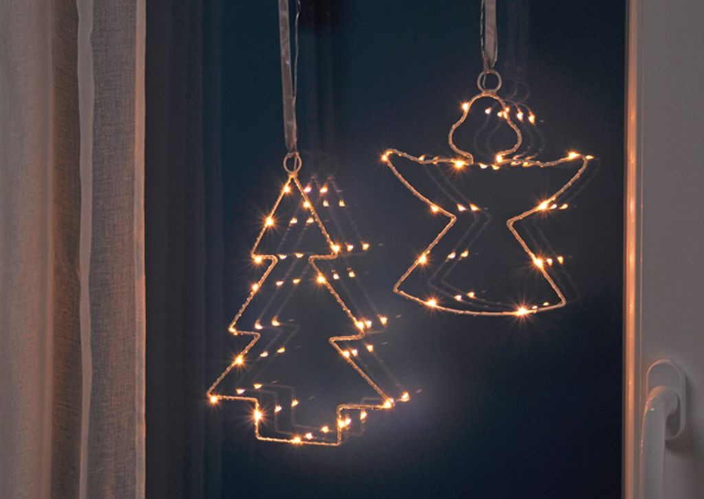 Weihnachts Fenster Bild Leucht Dekoration Beleuchtung Silhouette Engel 60 LEDs
