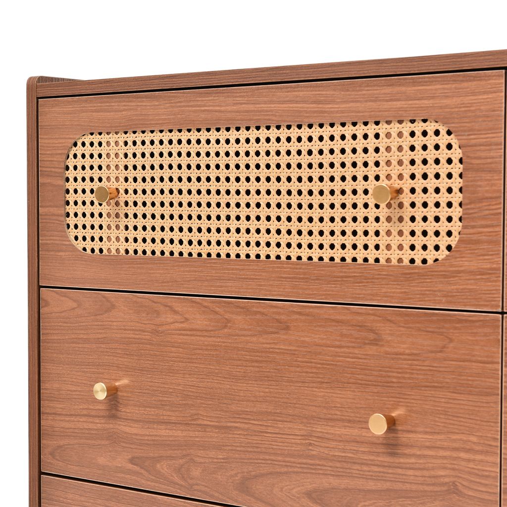 Rattanowa komoda z 6 szufladami i regulowaną półką, orzech Zdjęcie produktu 24