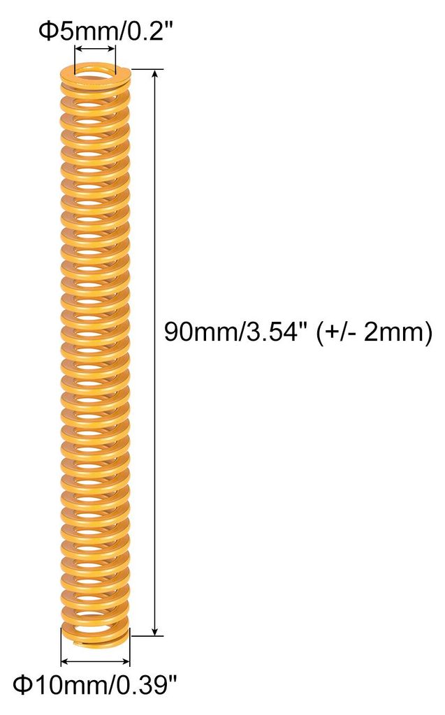 2 Stš¹ck 3D-Druckfedern 10mm AD 90mm lang Gelber Druckfeder 3D-Drucker Zubeh?r Feder Federn Zugfeder Zugfedern Spiralfeder Spiralfedern Lichtlast...