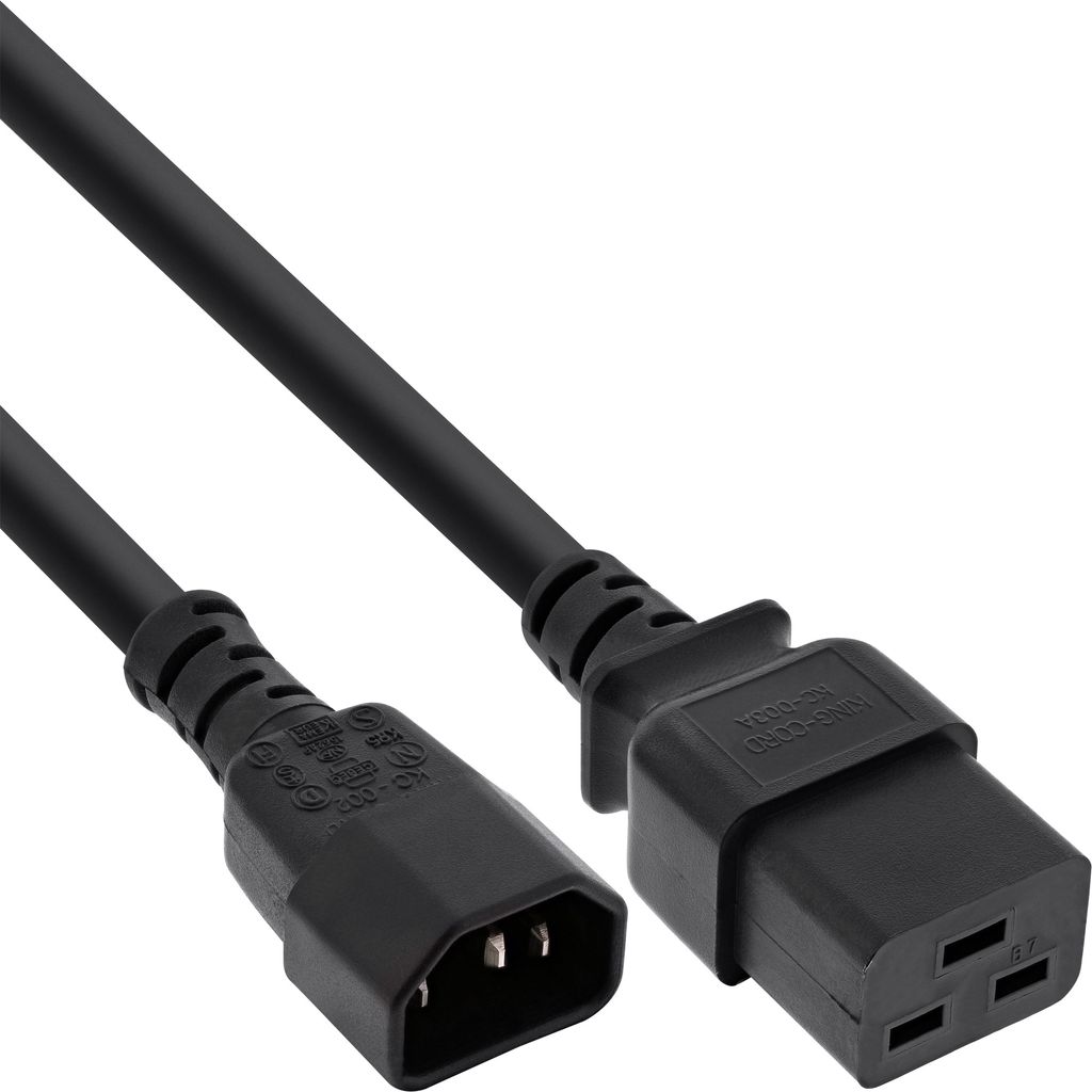 InLine Netz Adapterkabel, IEC 60320 C14 auf C19, max 10A, 1m