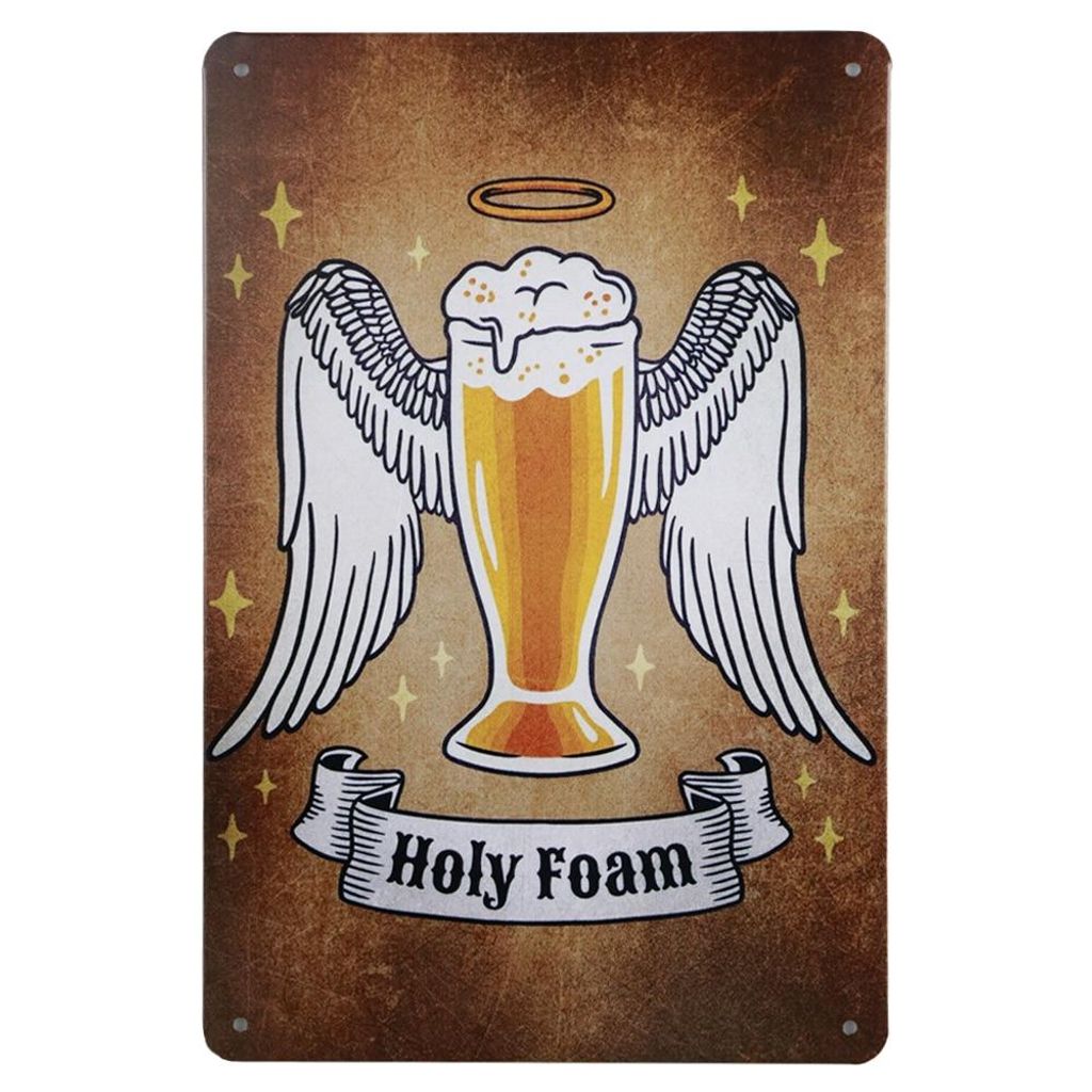 Blechschild Holy Foam – Wandschild – Textschild – Mancave – Metallschilder Mancave – Vintage blechschild – Mancave Dekoration - Metalls...
