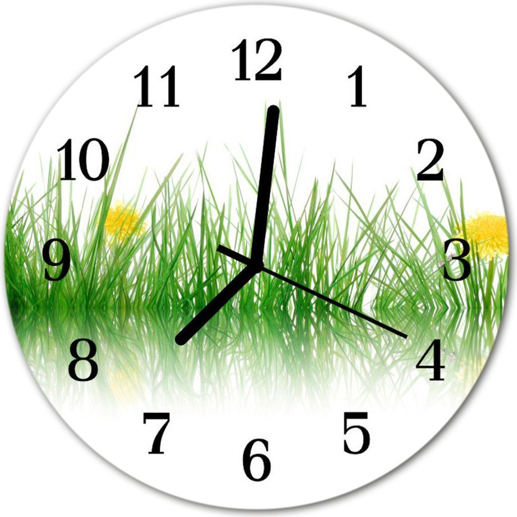 Glasuhr Wanduhr Küchenuhr Echt-Glas 30fi cm Gras grün