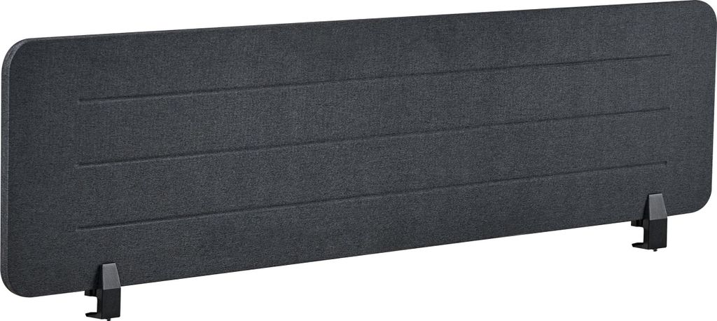 BELIANI Schreibtisch Trennwand Dunkelgrau Stoff PET Kunststoff 160 x 40 cm zum Klemmen Befestigungsklammern Schallschutz Sichtschutz Büro Home Office