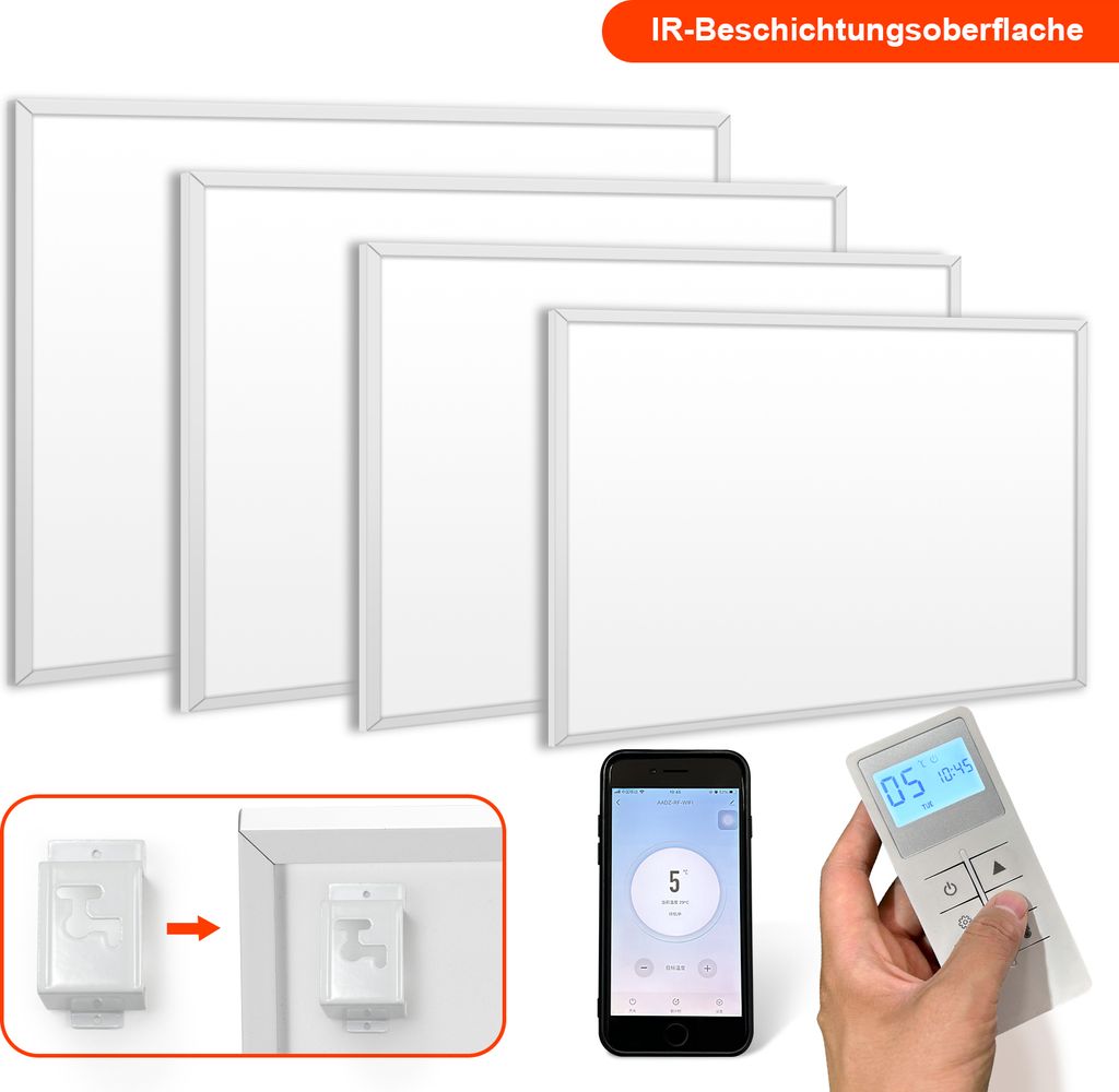 Radiateur Infrarouge 600W Avec Thermostat Tactile - Chauffage Mural Rapide - 1-3 Min Pour 120°C - Certifié TÜV
