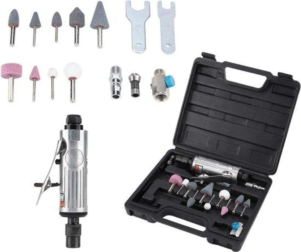Set de ponçage pour rénovation auto et polissage métaux, kit 16 pièces air