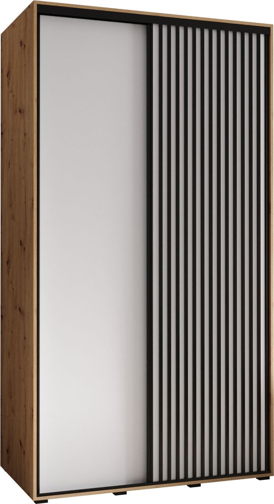 MEBLE KRYSPOL Lanko 1 Schrank mit 2 Schiebetüren - 235,2x130x60 cm - Artisan Weiß Schwarz