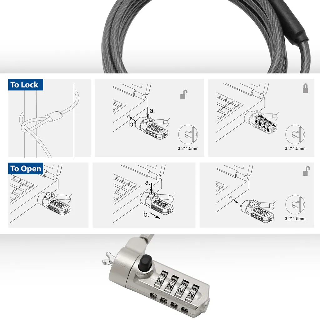 Verrou Wedge AC9035 ACT avec combinaison robuste et câble acier flexible