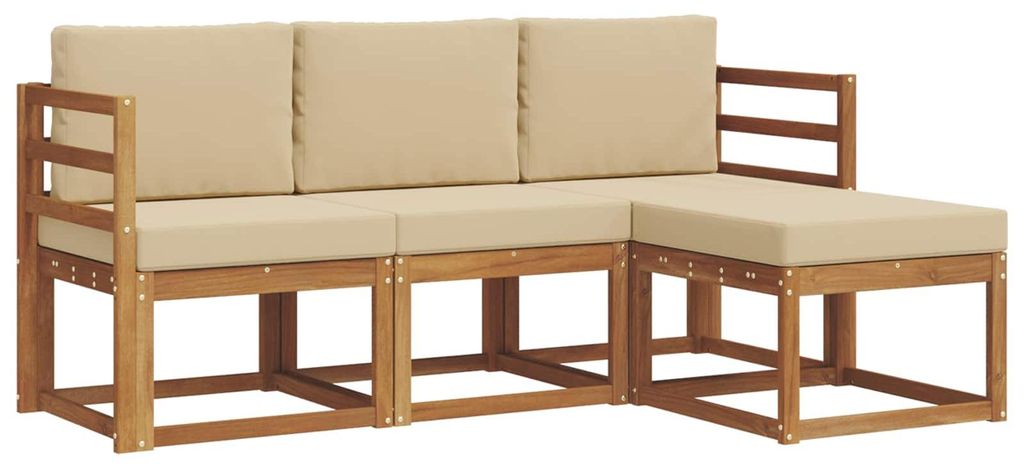 vidaXL Outdoor-Sofagarnitur mit Kissen 4 pcs Natur und Beige
