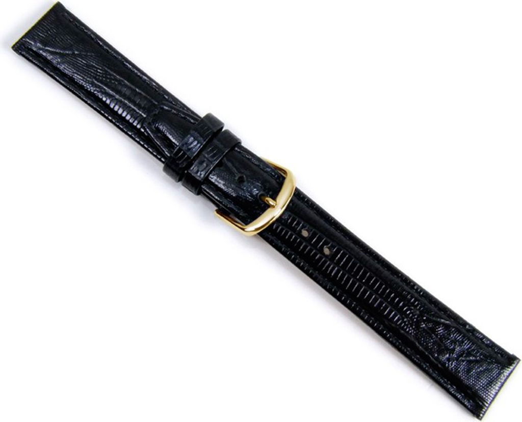 Uhrenarmband Kalbsleder Tejuprägung schwarz Herzog 20956G, Stegbreite:18mm