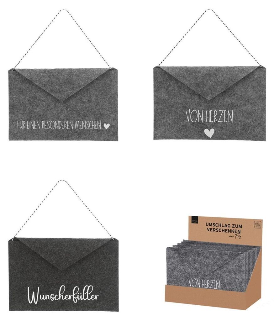 6 Stück Briefumschlag aus Filz Geschenktasche grau Von Produktbild 
