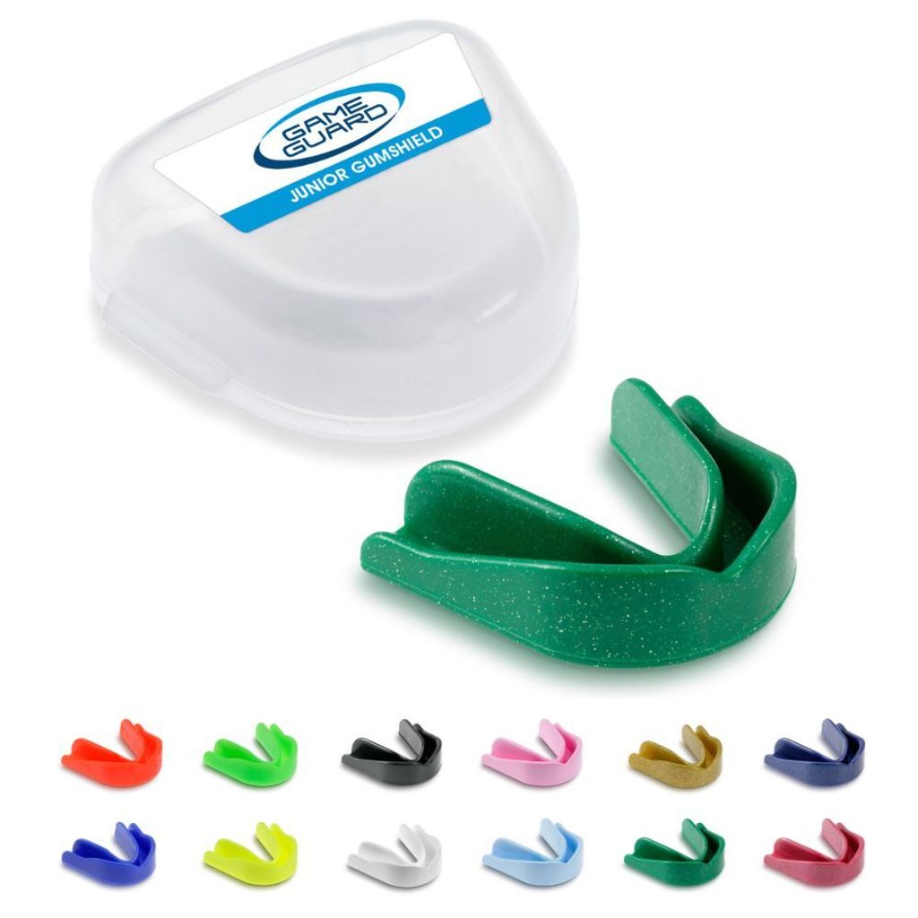 GameGuard Zahnschutz für Kinder – Grüner Mundschutz mit Glitzereffekt für Kampfsport, Hockey & Rugby – Einfach anpassbar – Mundschutz / Kn...