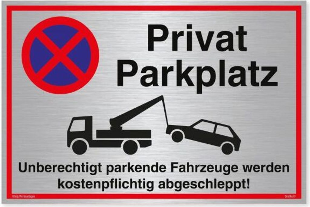 Dreifke Schild Privatparkplatz | Schild mit UV-Schutz 300x200mm Silber Alu