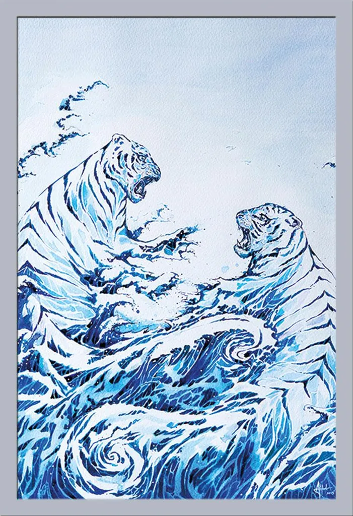 Poster Crashing Waves Marc Allante encadré, vitre acrylique et cadre MDF