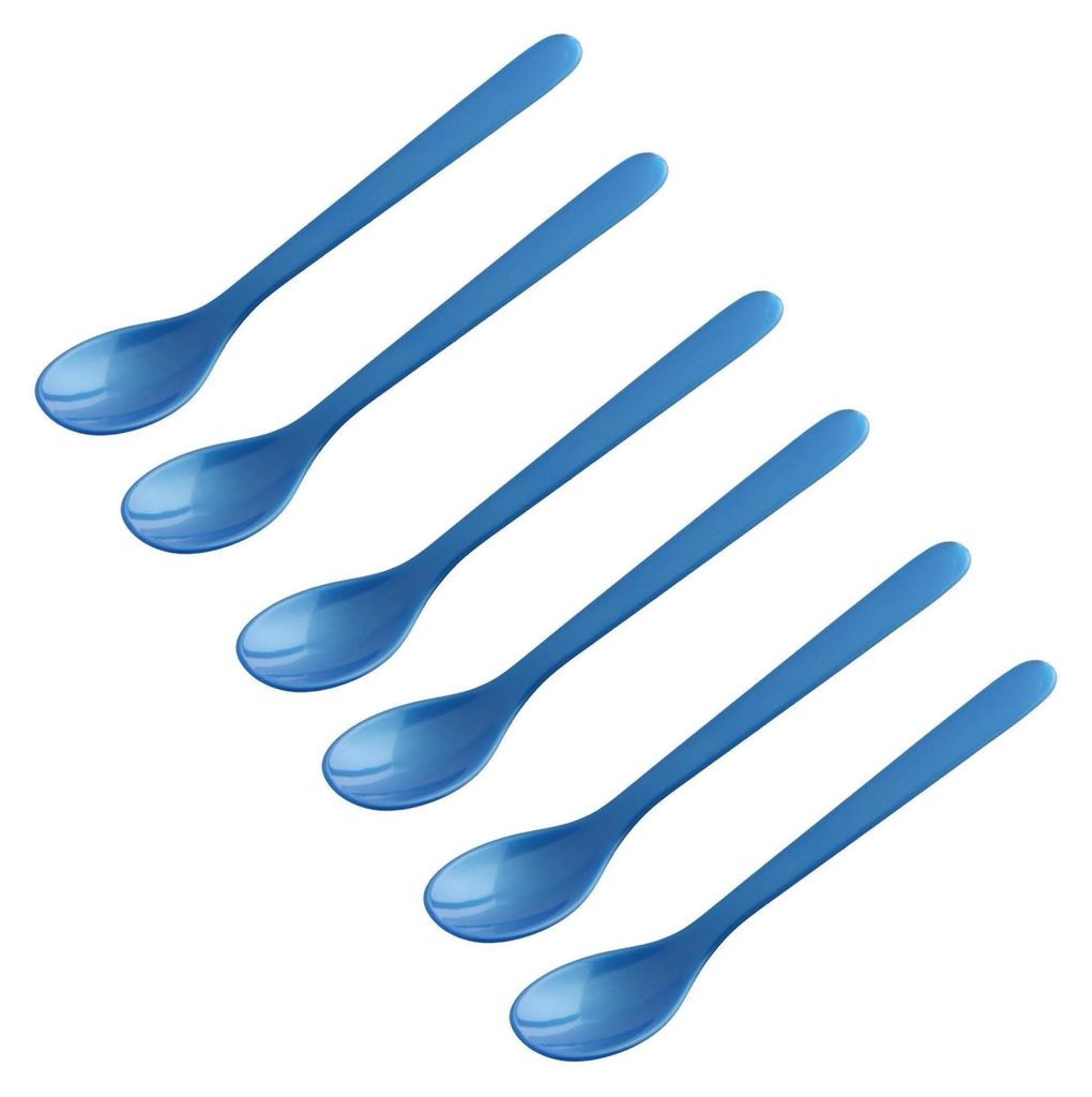 FACKELMANN | 6er Set Eierlöffel Frühstückslöffel 14 cm | Farbe: Blau | hochwertiger Kunststoff | ideal für den Frühstückstisch