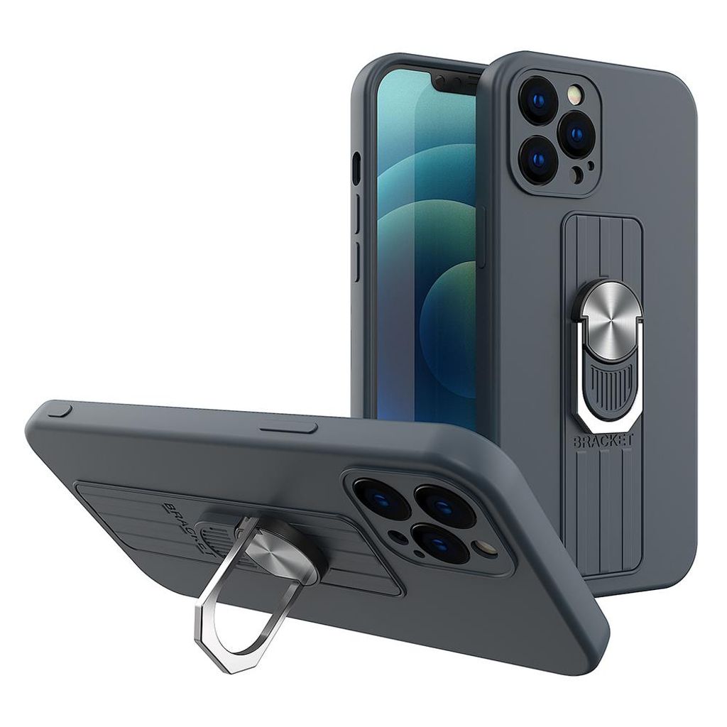 Ring Case Silikonhülle mit Fingerring und Ständer für Samsung Galaxy S21+ 5G (S21 Plus 5G) Dunkelblau