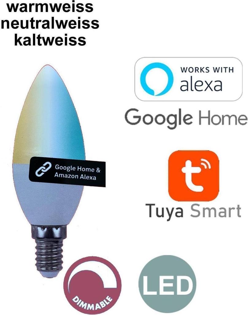 Leuchtmittel Briloner E14 4,5 Watt CCT Smart Home App + Sprachsteuerung
