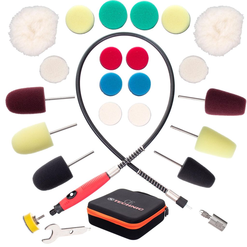 Mini-Polier-Set Für Poliermaschinen: Schwamm-Pads, Fell-Pads Und Filz-Pads Mit Klettverschluss, 24 Stück