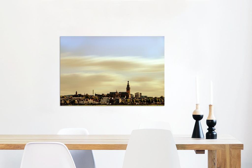 MuchoWow Wanddekoration Metall Metallbild Wandkunst 90x60 cm Skyline - Nijmegen - Niederlande MuchoWow Aluminium Gemälde - Wandbilder