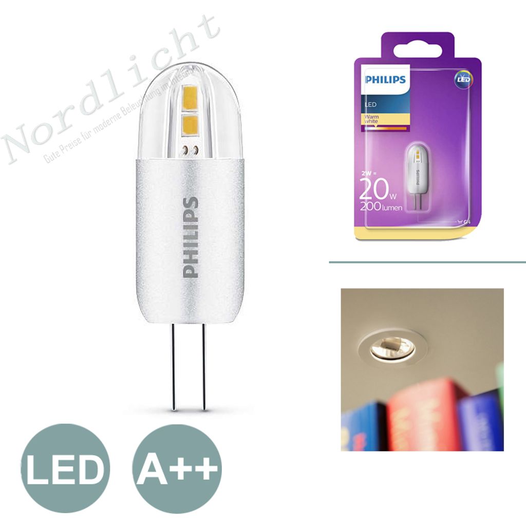 Philips LED Leuchtmittel, Sockel G4, 2 W, 12V, warmweiß, Produktbild 