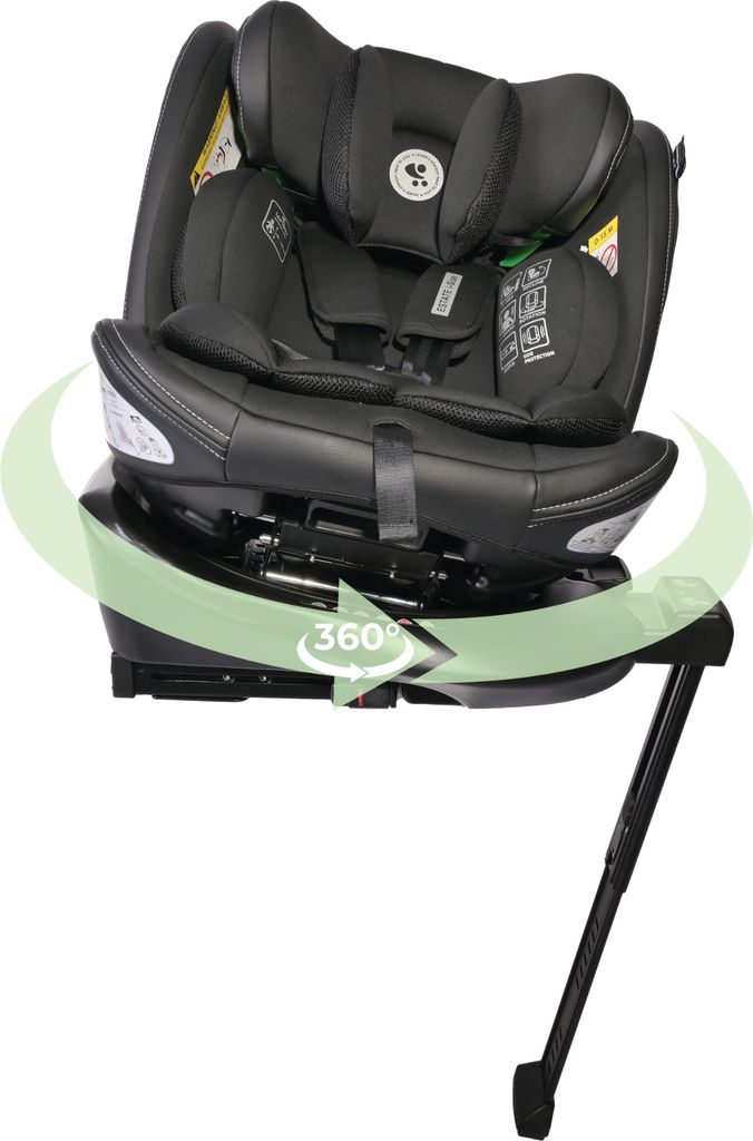 Lorelli Auto Kindersitz Estate mit Isofix Basis und Stabilisierungsbein, Mitwachsender Autositz i-Size 40-150cm, Babysitz, 360 Grad drehbar, schwarz